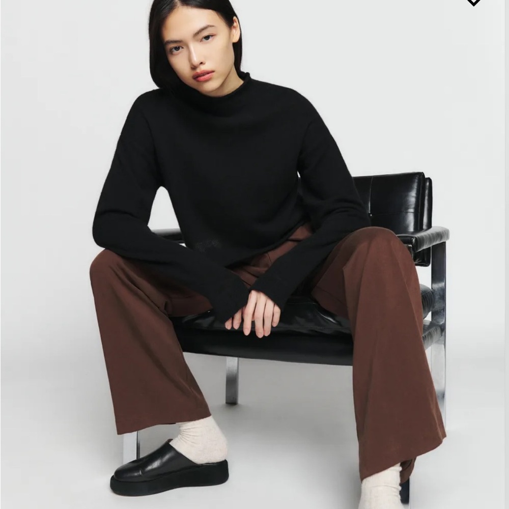 Reformation Cropped Cashmere Turtle Rollneck Black Size XL